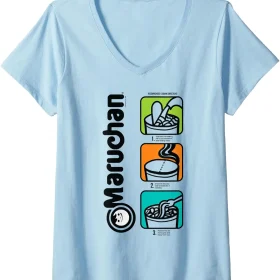 Womens Maruchan Instant Lunch Cooking Directions Icons V-Neck T-Shirt