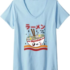 Womens Maruchan Yum Yum Winking Noodle Bowl Poster V-Neck T-Shirt