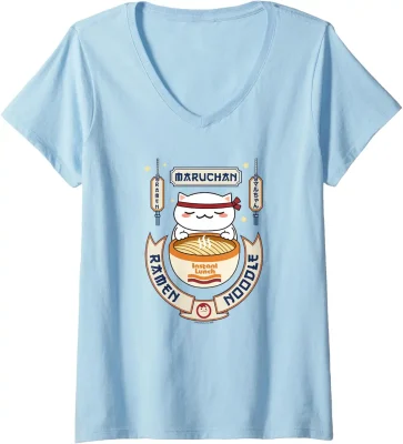 Maruchan Instant Lunch Kawaii Cat Ramen Noodle Bowl V-Neck T-Shirt