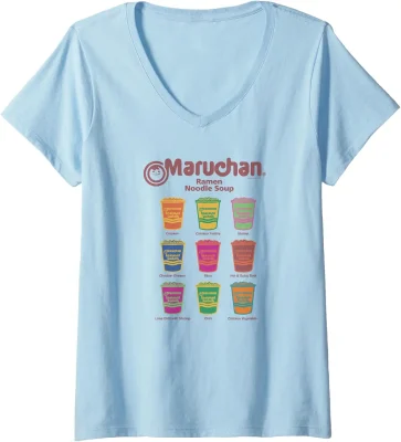 Womens Maruchan Instant Lunch Noodle Cup Flavors Colour Pop V-Neck T-Shirt
