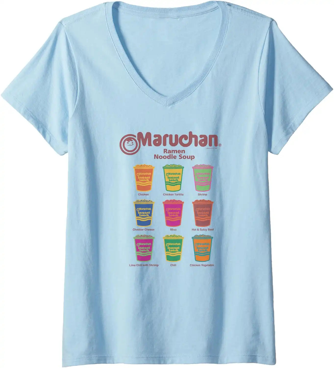 Womens Maruchan Instant Lunch Noodle Cup Flavors Colour Pop V-Neck T-Shirt