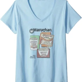Womens Maruchan Instant Lunch Different Presentations Panel Art V-Neck T-Shirt