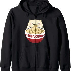 Maruchan Instant Lunch Cute Cat Ramen Bowl Logo Zip Hoodie