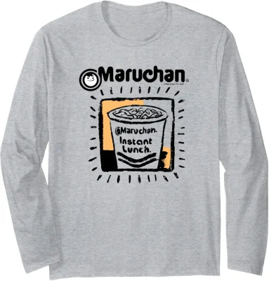 Maruchan Instant Lunch Ramen Cup Crayon Drawing Logo Long Sleeve T-Shirt