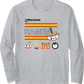 Maruchan Ramen Cute Anime Faces Logo Long Sleeve T-Shirt