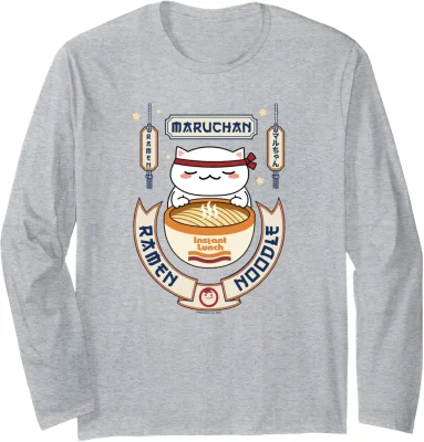 Maruchan Instant Lunch Kawaii Cat Ramen Noodle Bowl Long Sleeve T-Shirt