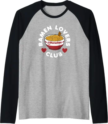 Maruchan Instant Lunch Ramen Lovers Club Cute Logo Raglan Baseball Tee