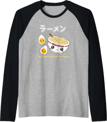 Maruchan Instant Lunch Cute Ramen Japanese Style Logo Raglan Baseball Tee