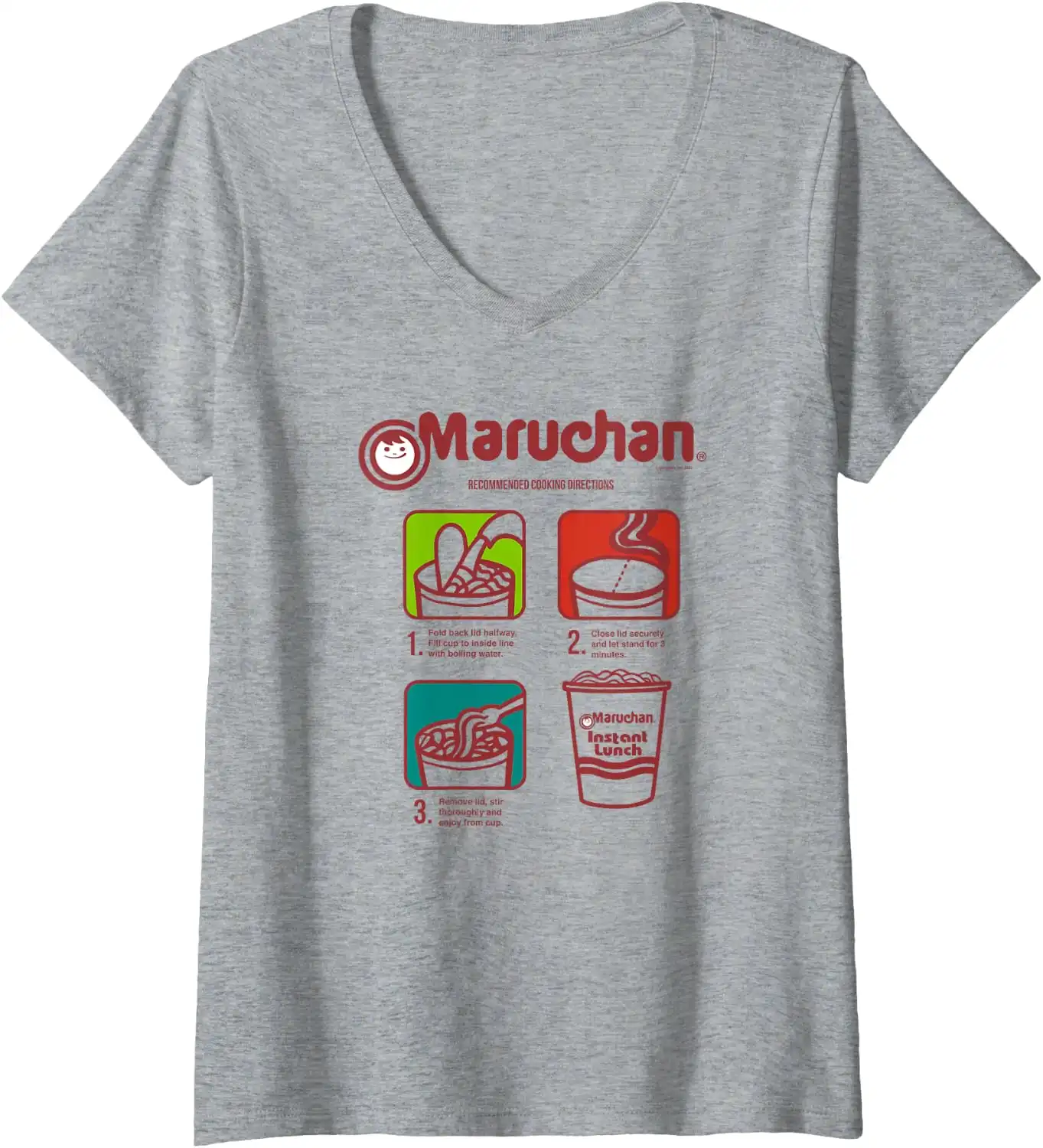 Maruchan Recommended Cooking Directions Symbols V-Neck T-Shirt
