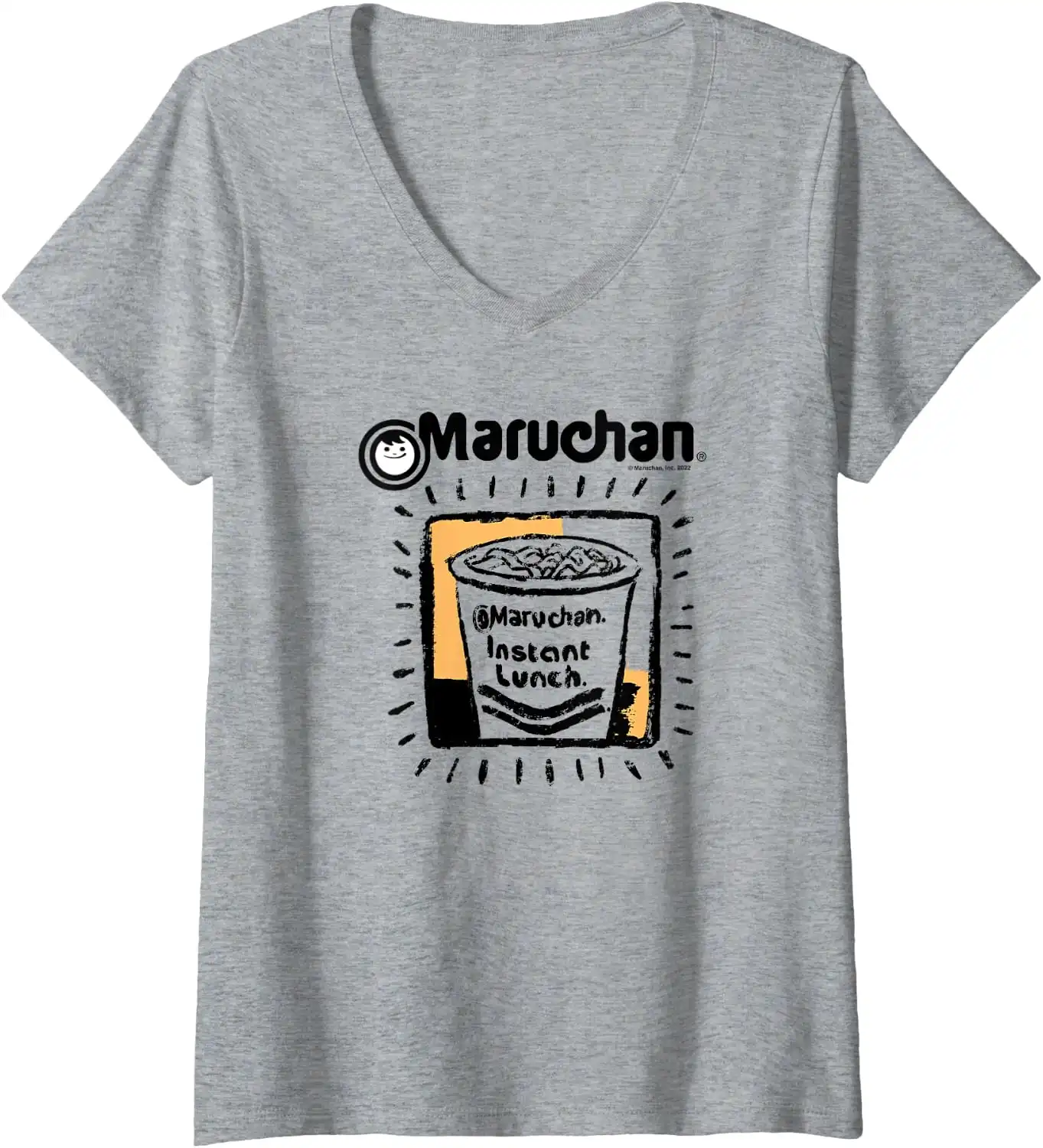 Maruchan Instant Lunch Ramen Cup Crayon Drawing Logo V-Neck T-Shirt