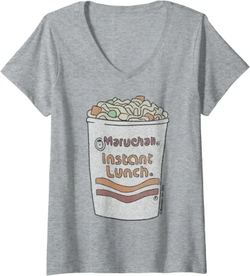Women's Maruchan Instant Lunch Ramen Cup Drawing Logo V-Neck T-Shirt